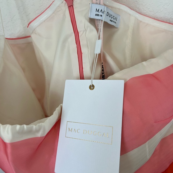 Mac Duggal Orange and White Strapless Sundress NWT - Picture 8 of 11